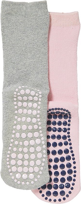 iN ControL 2pack THERMO socks met ANTISLIP grey/pink 27/30
