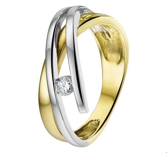 Trendjuwelier huiscollectie 4205711 Bicolor gouden zirkonia ring