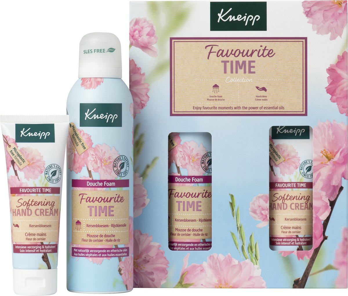 Goedkoopste Kneipp Geschenkset - Favourite Time - Kersenbloesem - Cadeau - Geschenkverpakking - Vegan - Inhoud 200 ml 75 ml