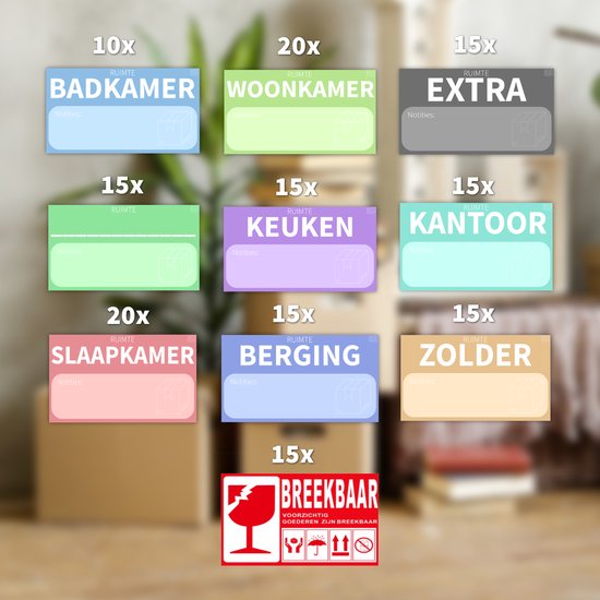 Stickers HOME universele etiketten assortiment kleuren 26x40