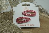 Klik klak glitter – Donker Roze – Set van 2 – Kerst - haarclip - Bows and Flowers