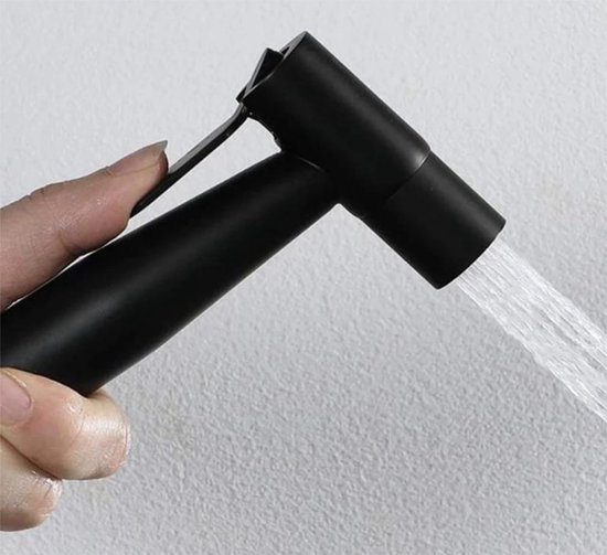 SFT Products Bidet Handdouche HEREFORD - Mat Zwart - Roestvrij staal - RVS - Shattaf Zwart - Handdoucheset voor Toilet - BidetKraan - Inclusief aansluitslang - Koud Water Handdouche - Bidet Zwart - Bidet Sprayset