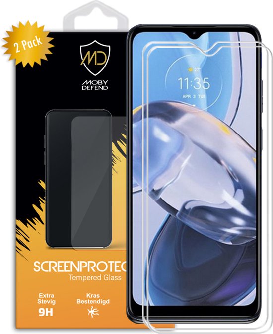 2-Pack Motorola Moto E22 - E22i Screenprotectors - MobyDefend Case-Friendly Screensaver - Gehard Glas - Glasplaatjes Geschikt Voor Motorola Moto E22 - E22i