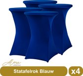 Statafelrok Blauw 80 cm per 4 - Alora tafelrok voor statafel - Statafelhoes - Bruiloft - Cocktailparty - Stretch Rok - Set van 4
