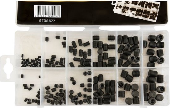 Set Inbusschroeven M3 – 200 Stuks, Zwart Geoxideerd, 8 Maten, Met Veerringen, Ideaal Voor Reparaties