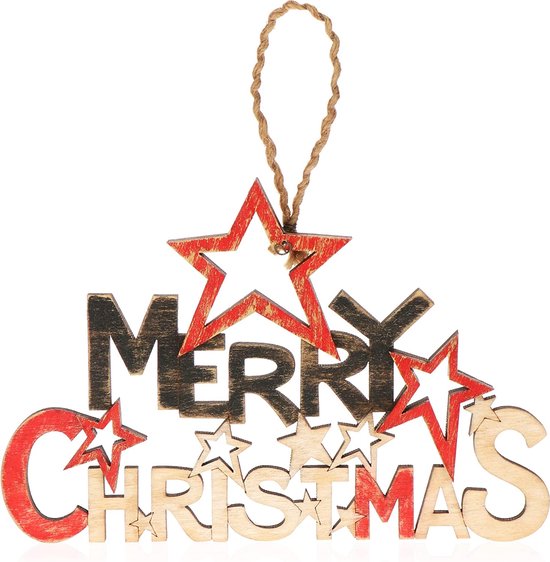 Hangdecoratie Kerstmis Houten hanger met opschrift Houten deurbord