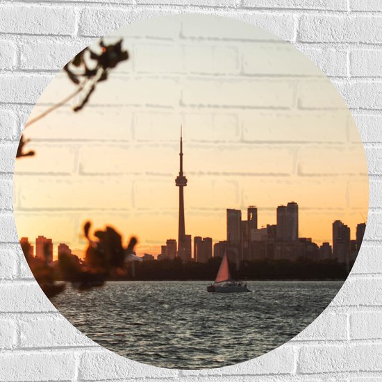 WallClassics - Muursticker Cirkel - Toronto Tower - 80x80 cm Foto op Muursticker