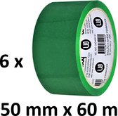 6 x gekleurd verpakkingstape - PP - 50mm x 66m - groen