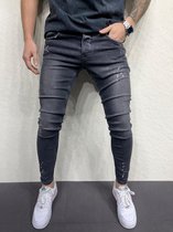Heren Stretchy Ripped Skinny Biker Borduurwerk Cartoon Print Jeans Vernietigd Hole Slim Fit Denim Hoge Kwaliteit Jeans - W31