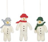 Snowmen kersthanger set van 3 Fairtrade vilt