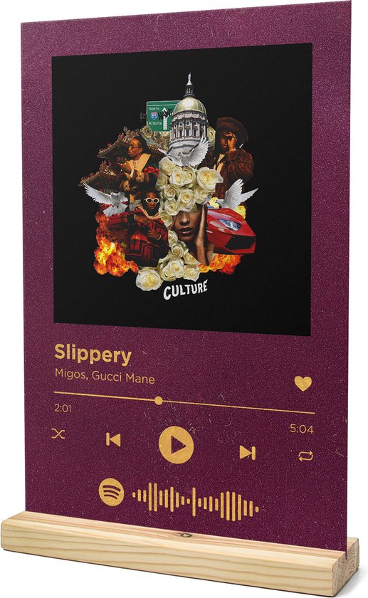 Songr Spotify Muziek Bordje - Slippery - Migos, Gucci Mane - 20x30 - Rood -  Dibond... | bol.com