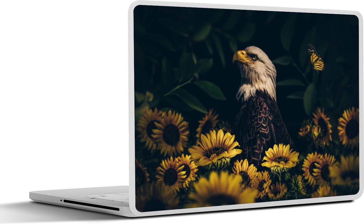 Laptop sticker - 13.3 inch - Adelaar - Geel - Bloemen - Botanisch - 31x22,5cm - Laptopstickers - Laptop skin - Cover