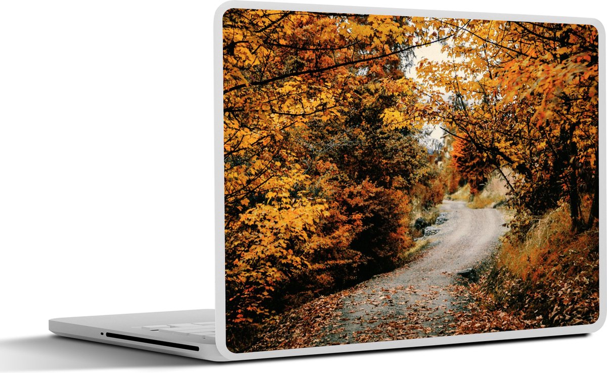 Laptop sticker - 14 inch - Herfstbos - Pad - Bladeren - Landelijk - 32x5x23x5cm - Laptopstickers - Laptop skin - Cover