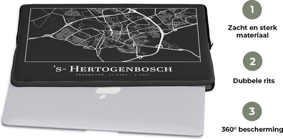 Housse pour ordinateur portable 15,6 pouces - Carte - 's-Hertogenbosch - Plan de la ville - Carte - Housse pour ordinateur portable