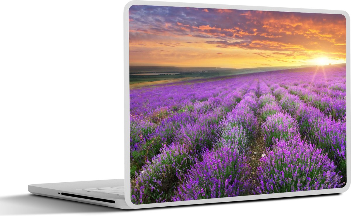 Laptop sticker - 13.3 inch - Lavendel - Wolken - Lente - 31x22,5cm - Laptopstickers - Laptop skin - Cover