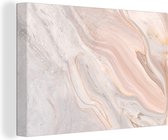 Schilderij Abstract - Marmer - Patronen - Roze - 90x60 cm - Muurdecoratie