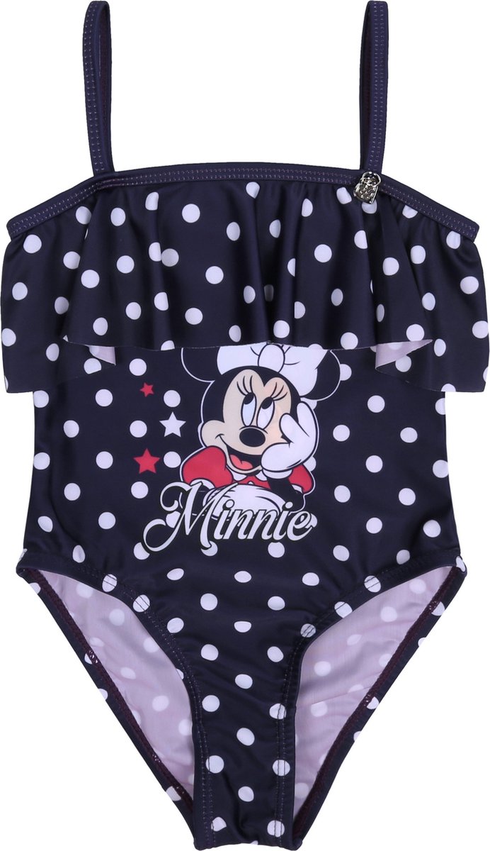 Marineblauw, eendelig badpak met witte stippen MINNIE / 122