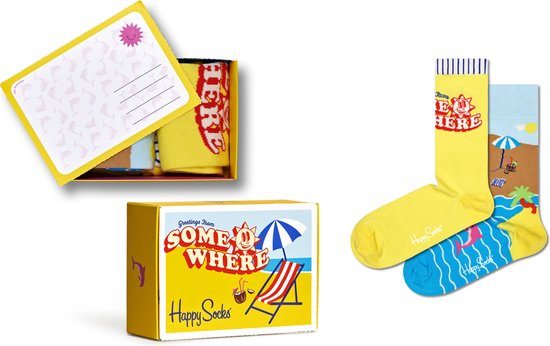 Happy Socks XWYW02-2200 2-Pack Wish You Were Here Socks Gift Set - maat 41-46