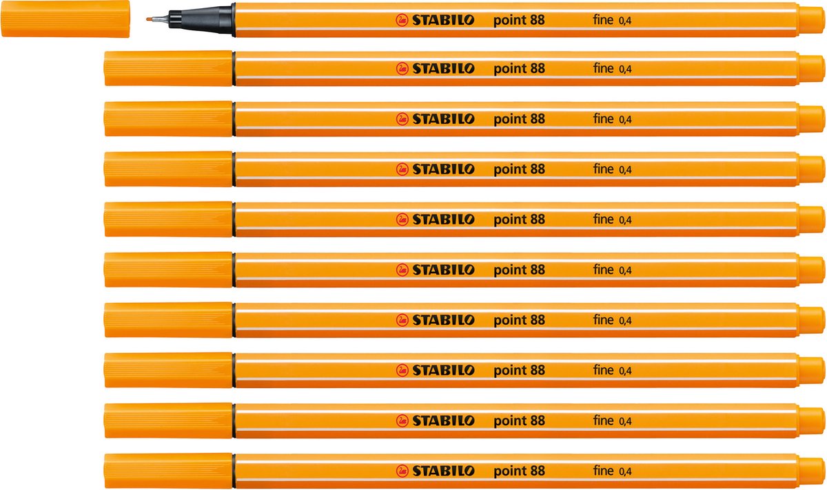 STABILO point 88 - Premium Fineliner - Fine 0,4 mm – Oranje– Doos 10 stuks