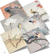 Wenskaarten set Vogelprenten - Voordeelset: 18 dubbele kaarten met enveloppen - zonder boodschap