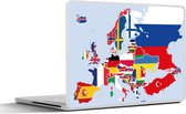 Laptop sticker - 12.3 inch - Kaart - Europa - Vlag - 30x22cm - Laptopstickers - Laptop skin - Cover