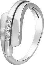 Lucardi Dames Zilveren ring mat/glans met zirkonia - Ring - 925 Zilver - Zilverkleurig - 19.5 / 62 mm