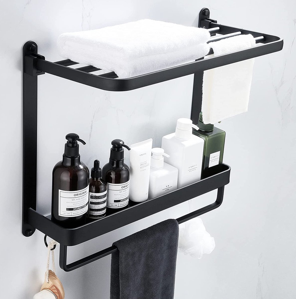Selwo™ handdoekhouder voor de badkamer, handdoekhouder met 4 armen