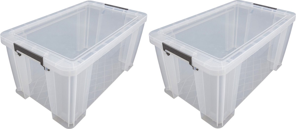 Whitefurze Opbergbox - 2x - 54 liter - Transparant - 66 x 38 x 31 cm