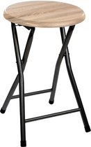5five Bijzet krukje/stoel - Opvouwbaar - zwart/hout - 46 cm