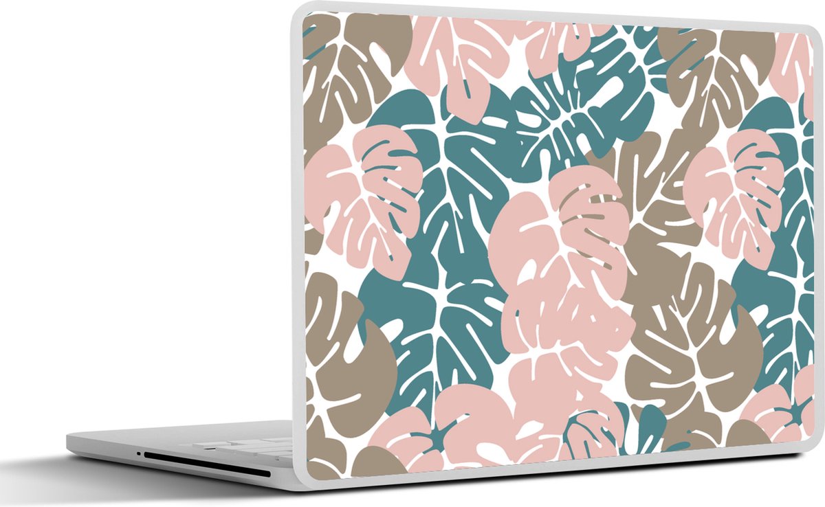 Laptop sticker - 14 inch - Monstera - Jungle - Patronen - Pastel - Bladeren - 32x5x23x5cm - Laptopstickers - Laptop skin - Cover