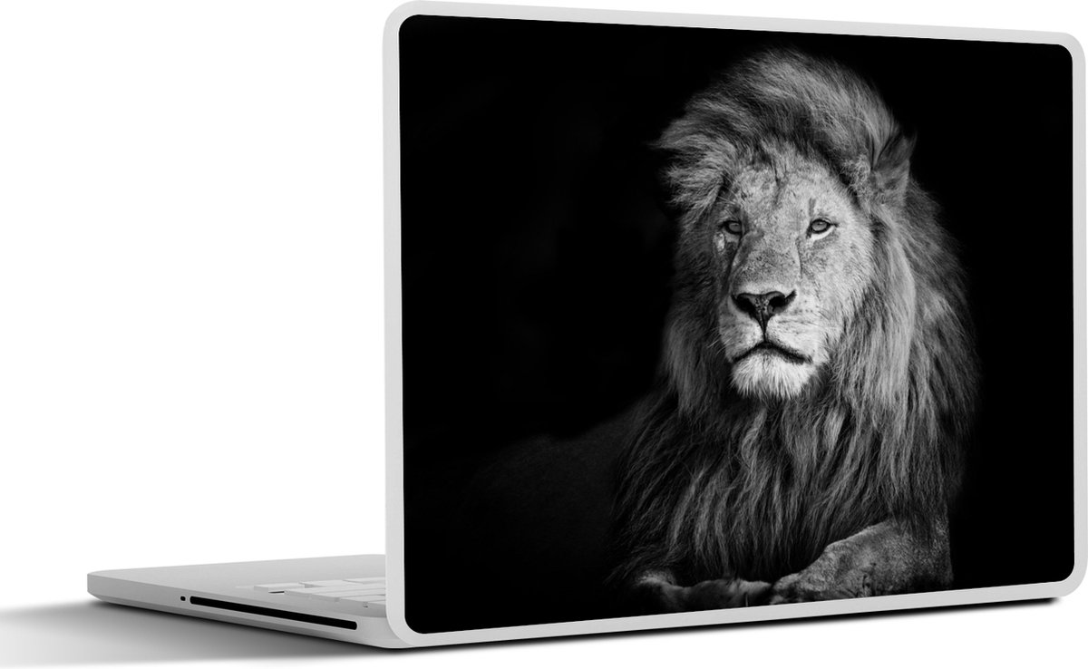 Laptop sticker - 10.1 inch - Wilde dieren - Leeuw - zwart - Wit - 25x18cm - Laptopstickers - Laptop skin - Cover