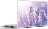 Laptop sticker - 15.6 inch - Vlinder - Lavendel - Bloemen - Paars - 36x27,5cm - Laptopstickers - Laptop skin - Cover
