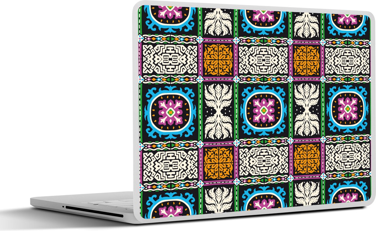 Laptop sticker - 11.6 inch - Patronen - Ornament - Abstract - Blauw - Roze - 30x21cm - Laptopstickers - Laptop skin - Cover