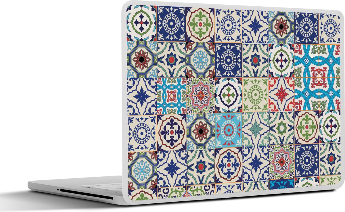 Laptop sticker - 11.6 inch - Bloemen - Patronen - Groen - Blauw - 30x21cm - Laptopstickers - Laptop skin - Cover