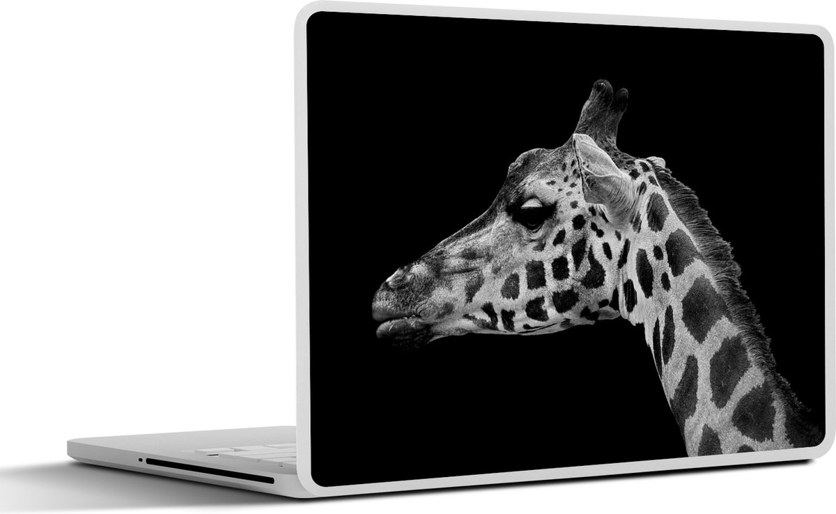Laptop sticker - 12.3 inch - Dieren - Giraffe - Zwart - Wit - 30x22cm - Laptopstickers - Laptop skin - Cover