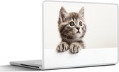 Laptop sticker - 15.6 inch - Poes - Grijs - Dieren - 36x27,5cm - Laptopstickers - Laptop skin - Cover