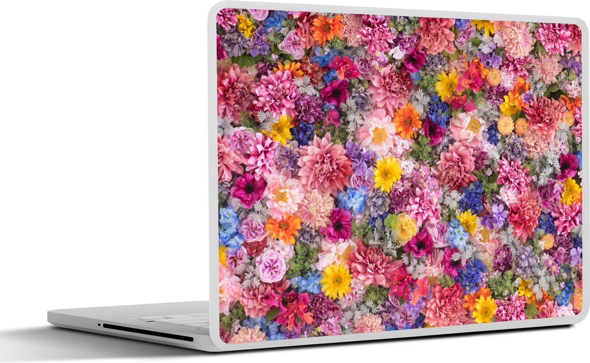 Laptop sticker - 15.6 inch - Bloemen - Kleuren - Collage - 36x27,5cm - Laptopstickers - Laptop skin - Cover