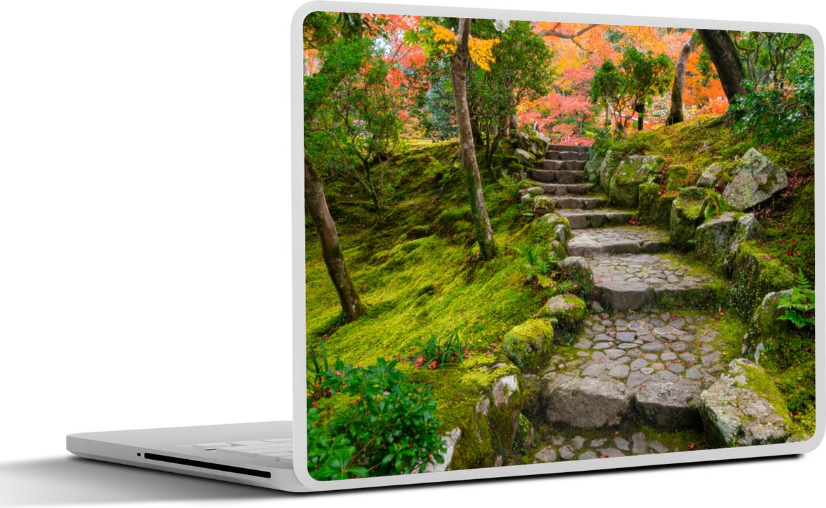 Laptop sticker - 17.3 inch - Natuur - Stenen - Pad - Mos - Japans - 40x30cm - Laptopstickers - Laptop skin - Cover