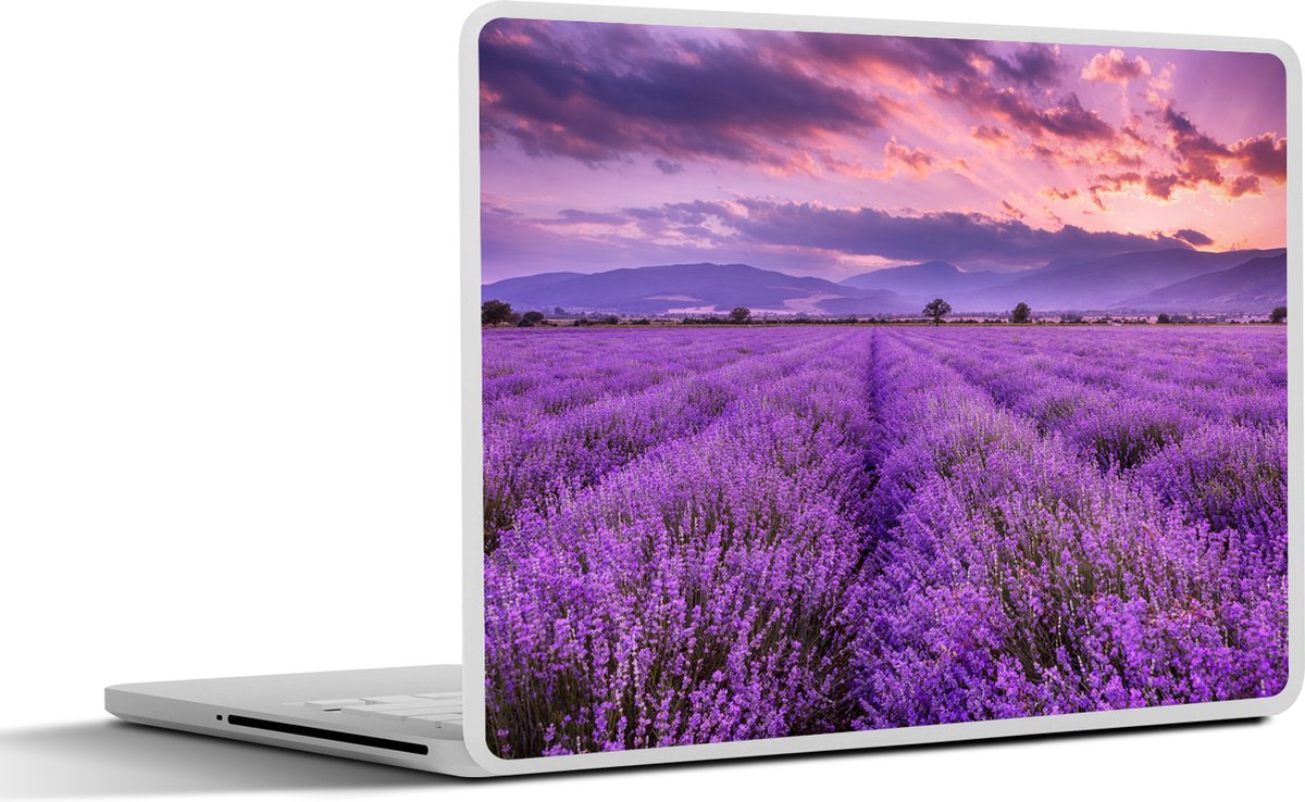 Laptop sticker - 10.1 inch - Lavendel - Paars - Bloemen - Veld - 25x18cm - Laptopstickers - Laptop skin - Cover
