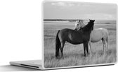 Laptop sticker - 11.6 inch - Paarden - Dieren - Portret - Zwart wit - Platteland - 30x21cm - Laptopstickers - Laptop skin - Cover