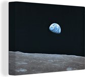 La Terre de la Lune Toile 80x60 cm - Tirage photo sur toile (Décoration murale salon / chambre)