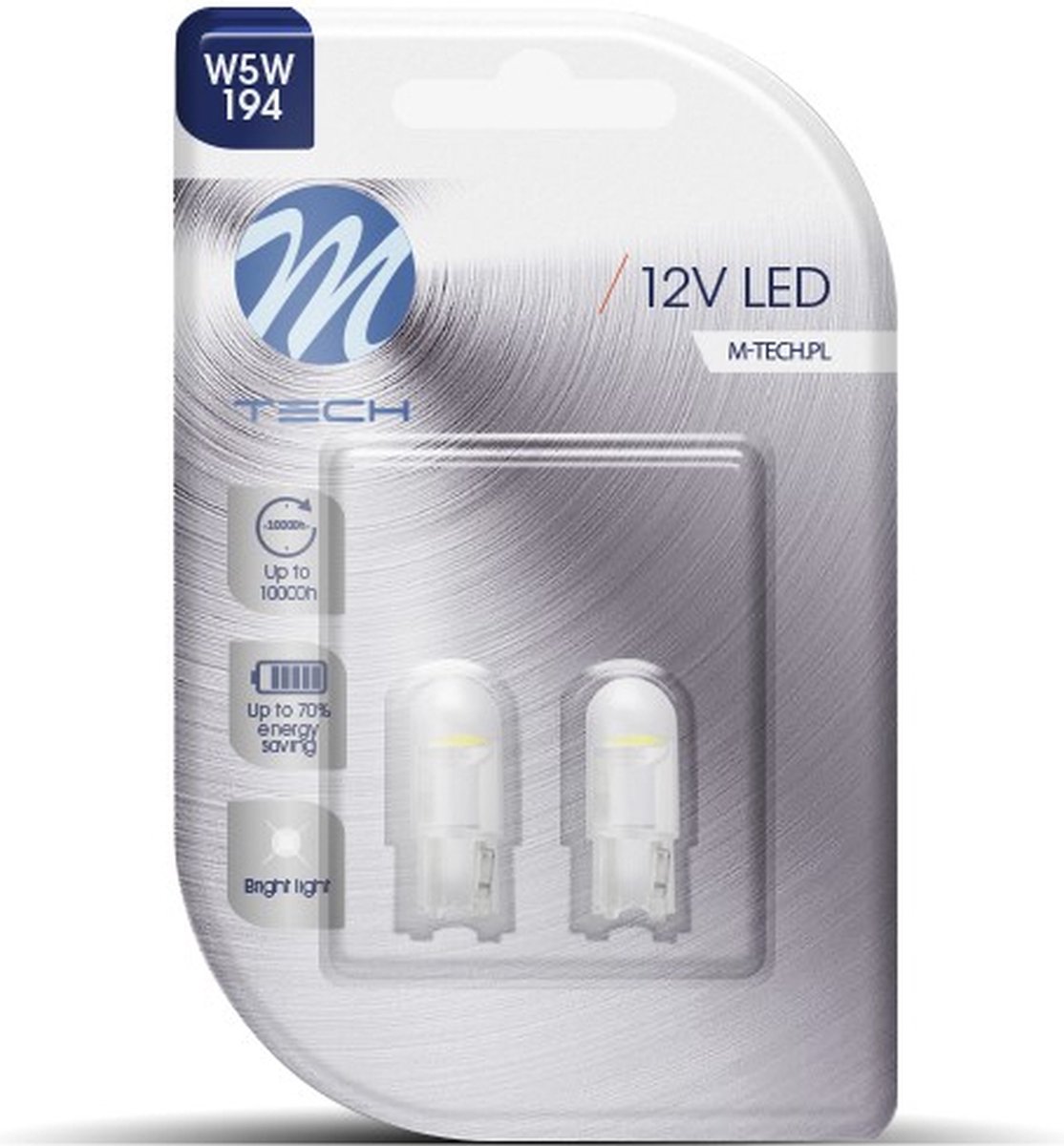 M-Tech LED W5W 12V - Basic 1x Led diode - Wit - Set