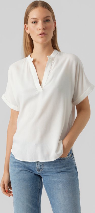 VERO MODA VMBEAUTY SS TOP WVN GA NOOS Dames Top - Snow White