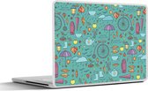 Laptop sticker - 11.6 inch - Herfst - Patroon - Fiets - Regen - 30x21cm - Laptopstickers - Laptop skin - Cover