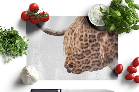 Planche à découper en Verres - 39x28 - Highlander écossais - Panthère - Wit - Planches à découper en Glas