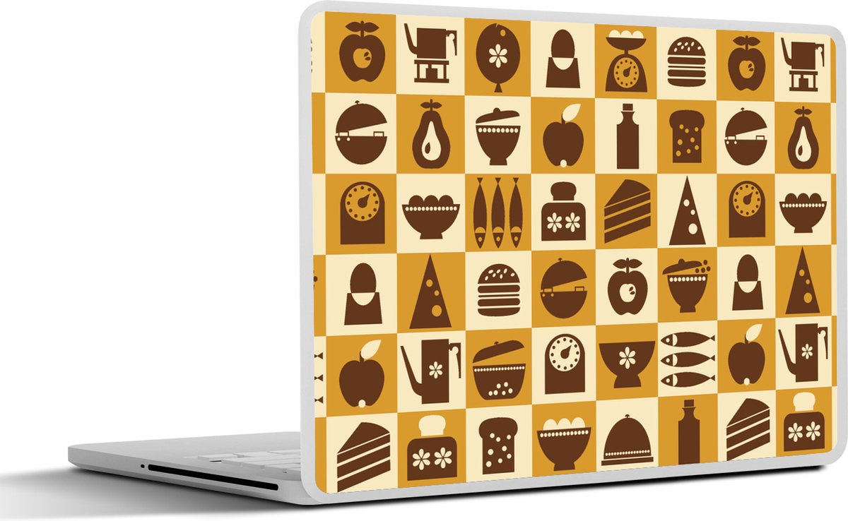 Laptop sticker - 15.6 inch - Keuken - Koken - Vintage - Patronen - 36x27,5cm - Laptopstickers - Laptop skin - Cover