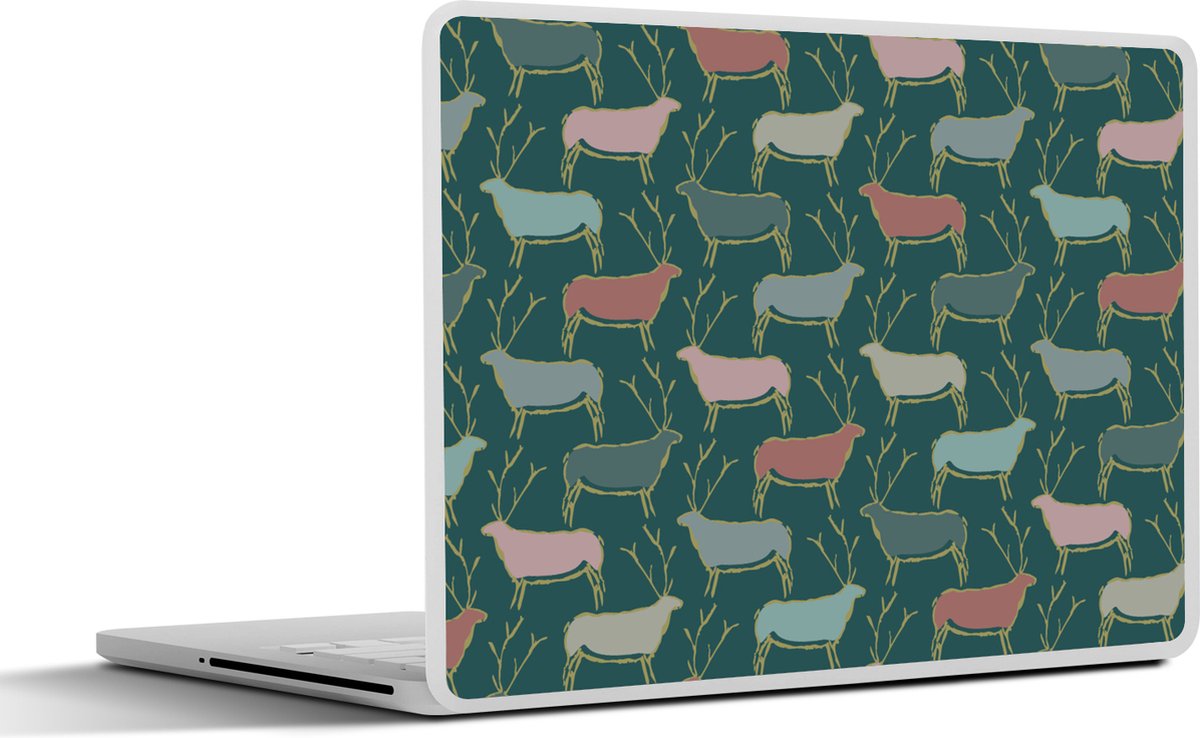 Laptop sticker - 17.3 inch - Patronen - Hert - Groen - 40x30cm - Laptopstickers - Laptop skin - Cover