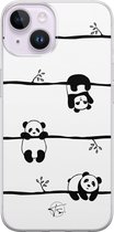 Hoesje geschikt voor iPhone 14 - Panda - Soft Case - TPU - Print - Zwart, Wit - Mooie Telefoonhoesjes