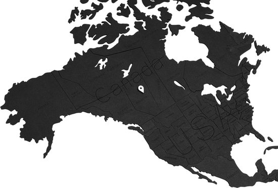 MiMi Innovations Carte du Wereldkaart en Bois de Luxe - Décoration Décoration murale - Véritable Puzzle avec Noms de Pays - 150x90 cm/59.1x35.4 pouces - Zwart