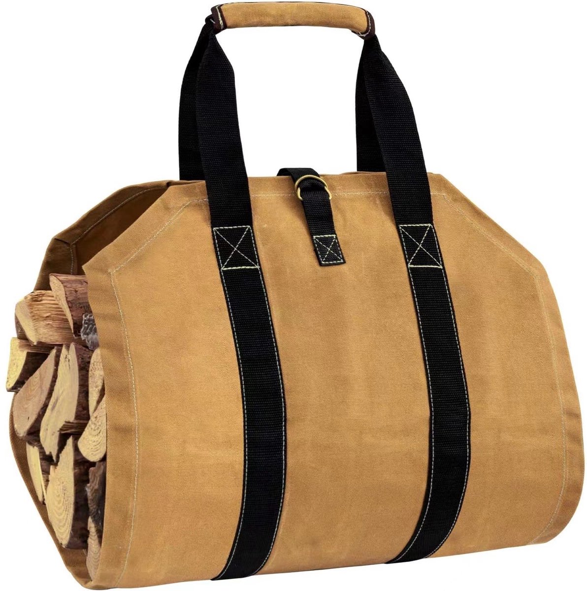 relaxdays sac à bûches ouvert - panier à bois - polyester - sac de  transport à bois de